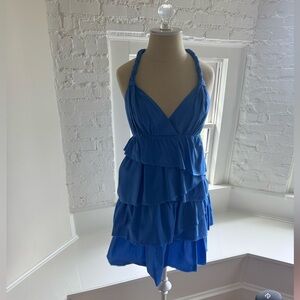 Calypso St. Barth Royal Blue Tiered Halter Mini Dress